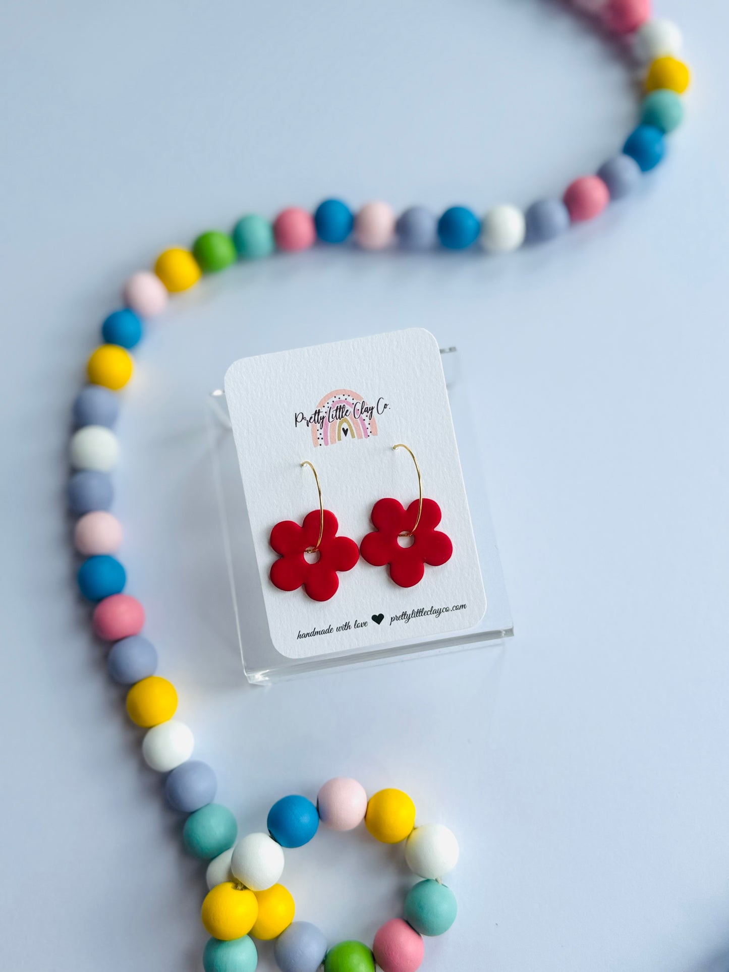 Red Daisy Hoops
