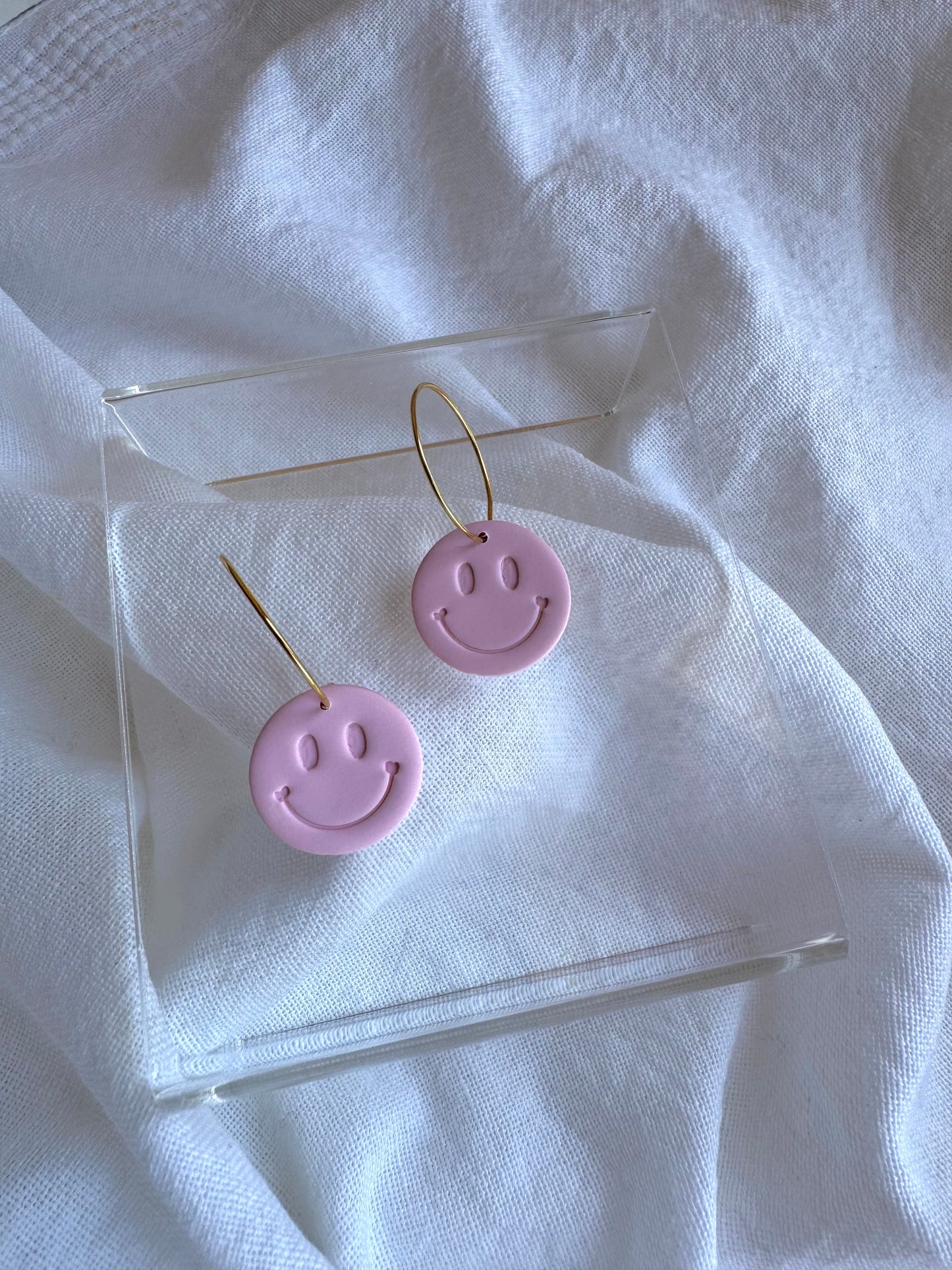 Pink Smiley Hoops