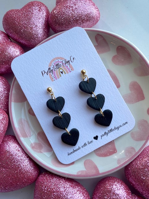 Three Heart Dangles (black)
