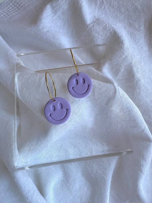 Purple Smiley Hoops
