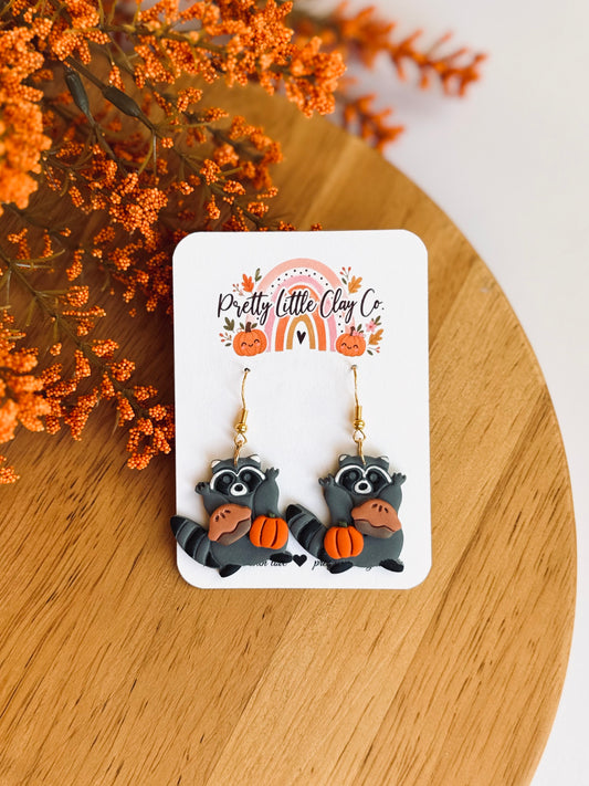Raccoon Dangles (pumpkin & pie)