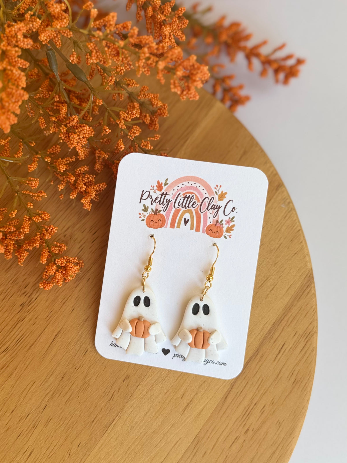 Speckled Ghost & Pumpkin Dangles