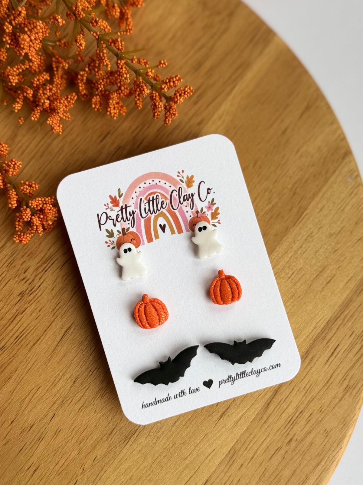 Ghost/Sparkly Pumpkin/Bat Stud Pack