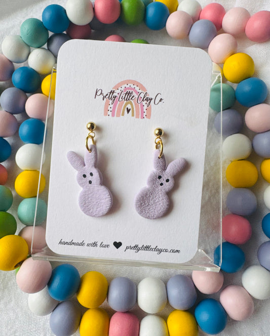 Marshmallow Bunny Dangles (purple)