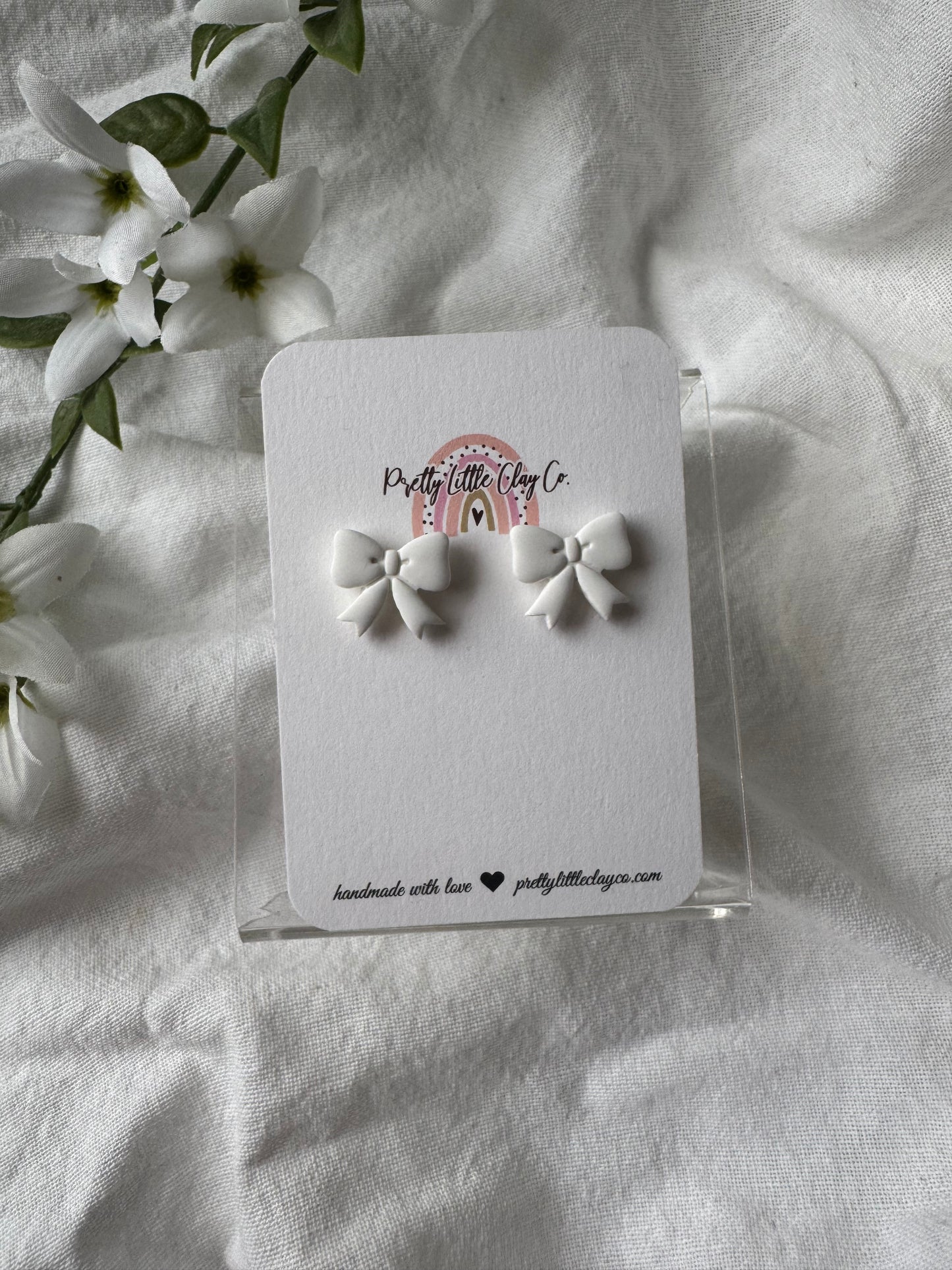 White Bow Studs