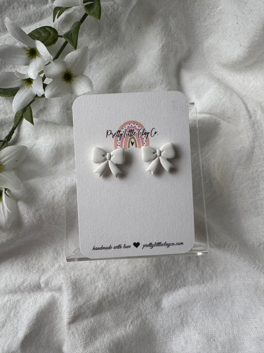 White Bow Studs