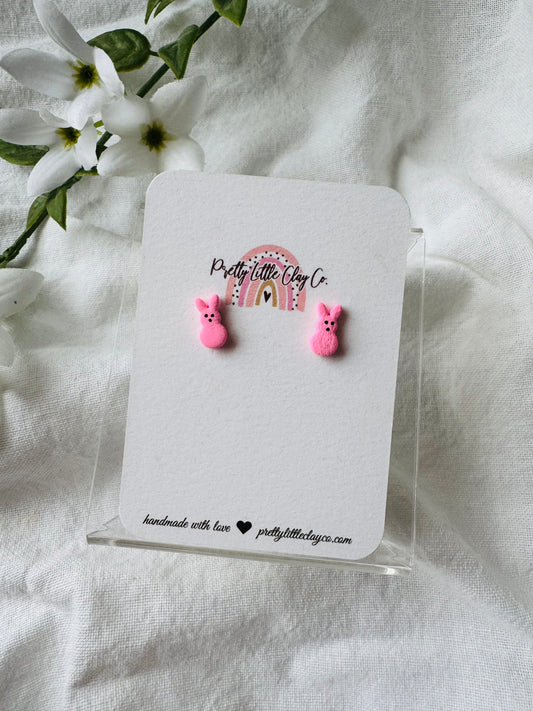 Marshmallow Bunny Studs (pink)