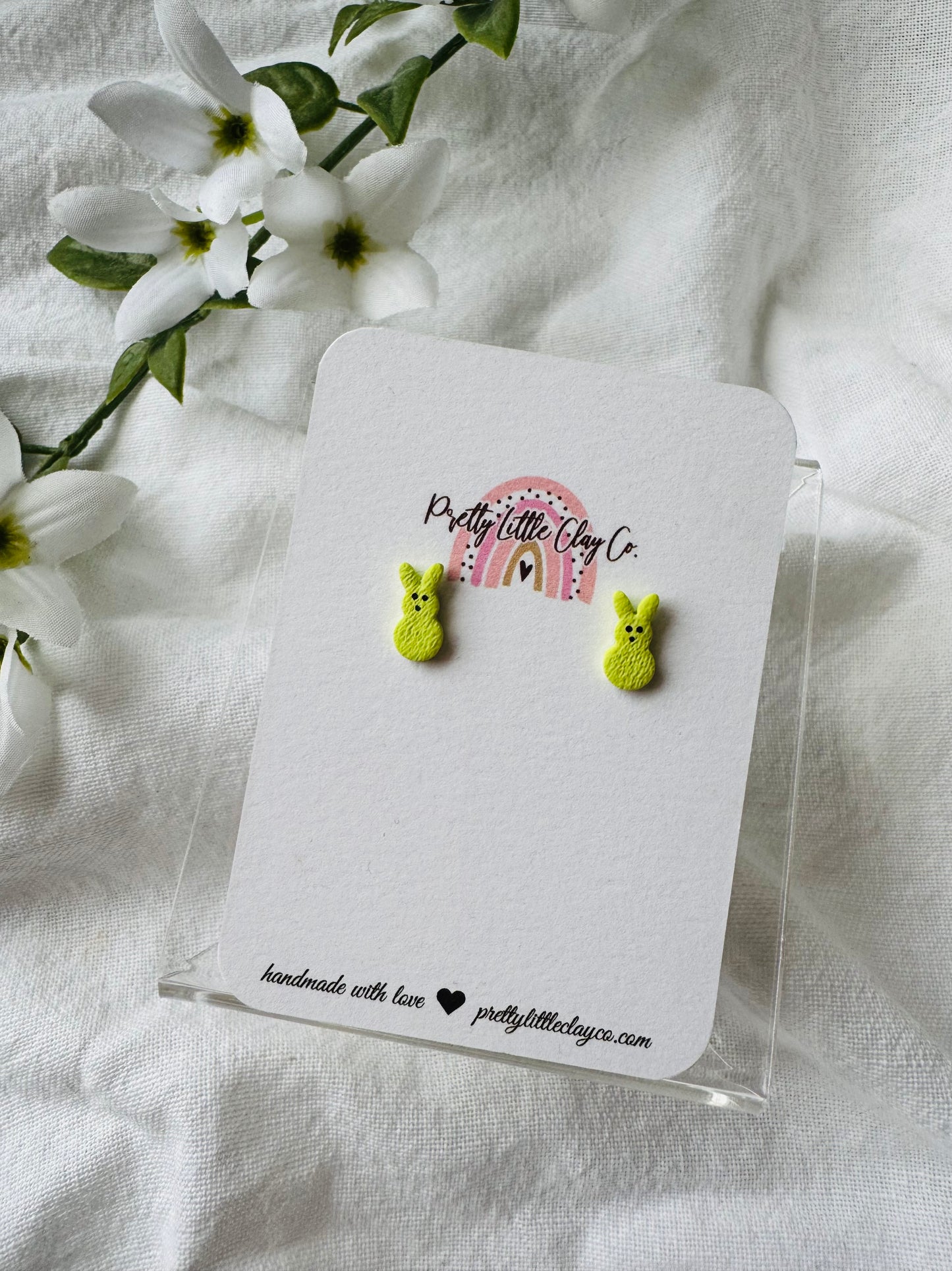 Marshmallow Bunny Studs (green)