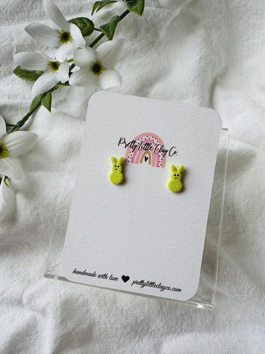 Marshmallow Bunny Studs (green)