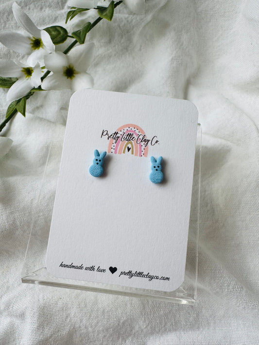 Marshmallow Bunny Studs (blue)