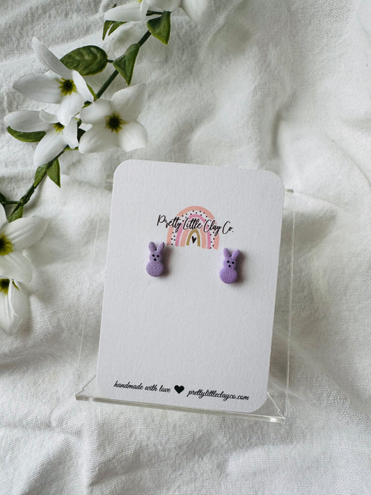 Marshmallow Bunny Studs (purple)