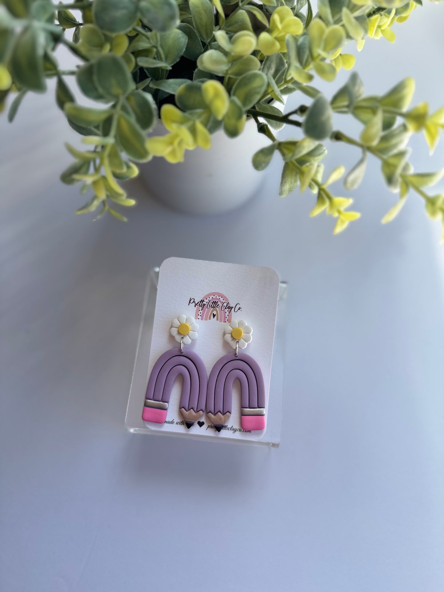 Daisy Pencil Arch Dangles (purple)