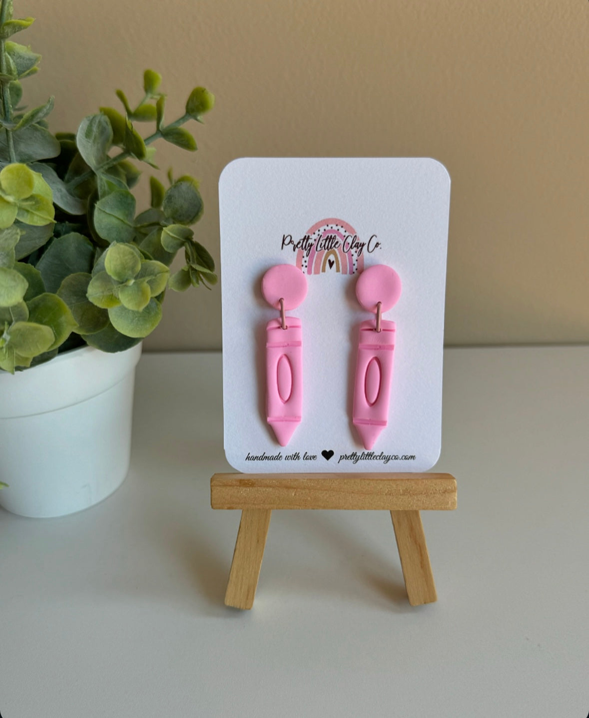 Pink Crayon Dangles