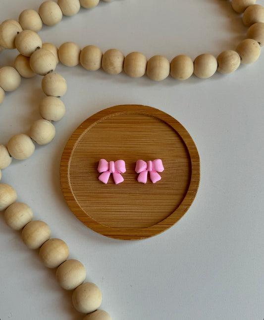 Pink Bow Studs