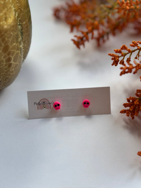 Pink Skull Studs