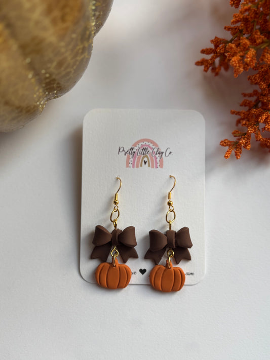 Bow Pumpkin Dangles