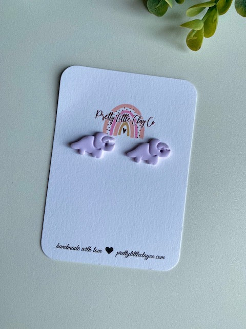 Triceratops Studs (lavender)