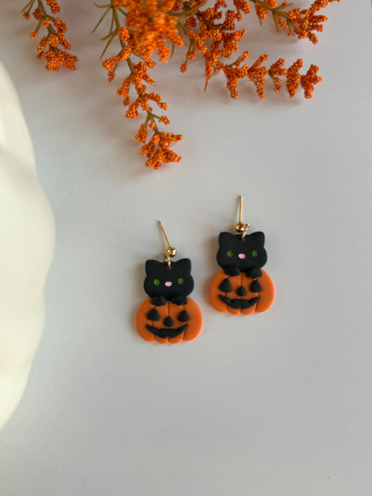 Cat Pumpkin Dangles