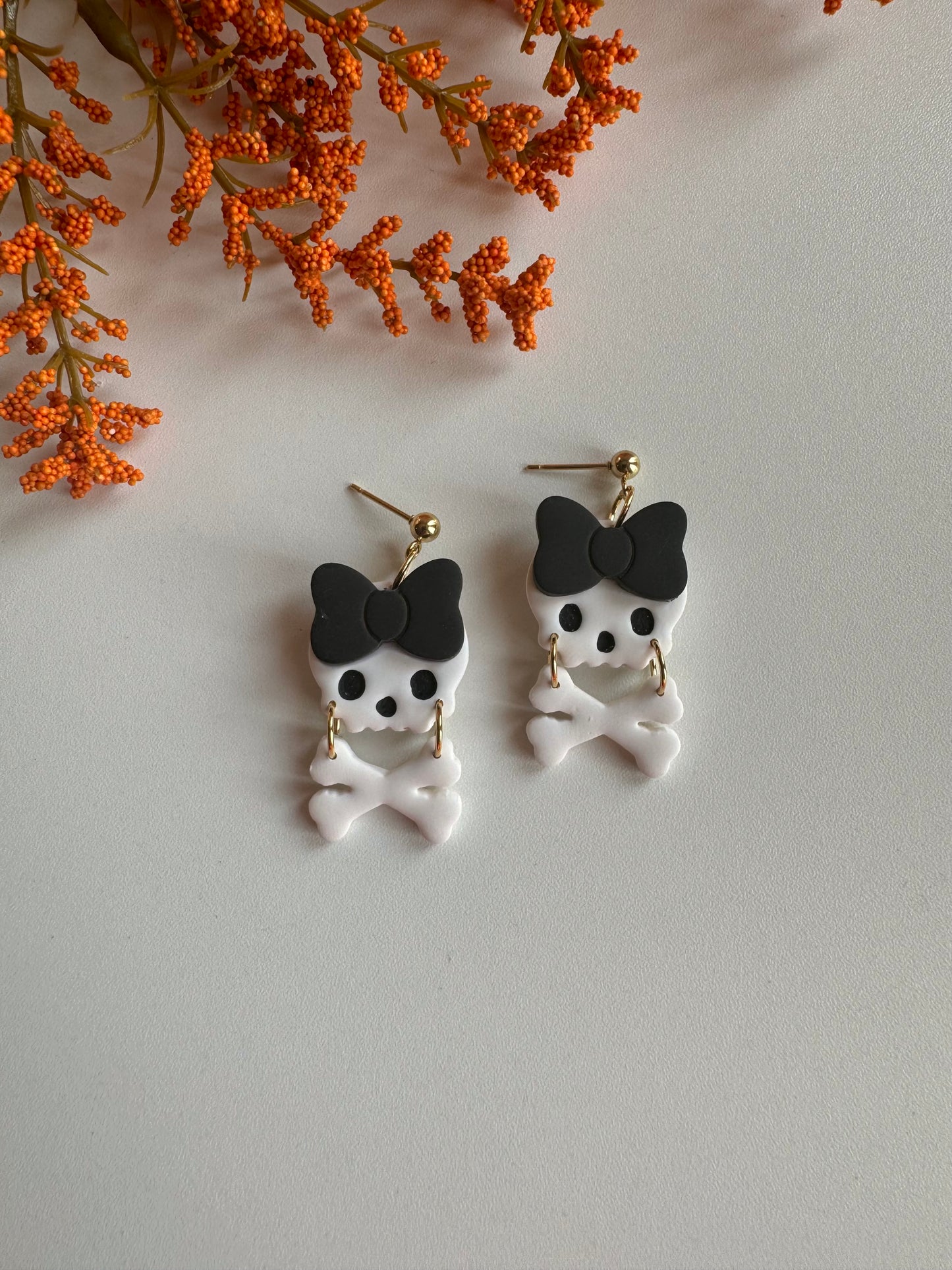 Skeleton Dangles (black bow)