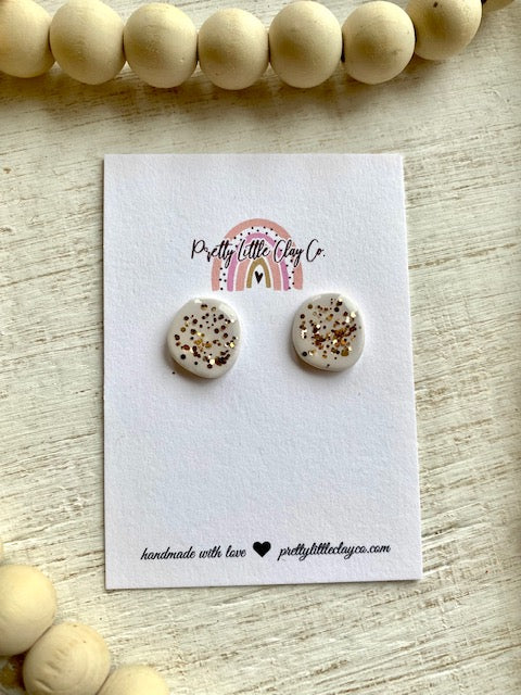 White & Gold Glitter Studs