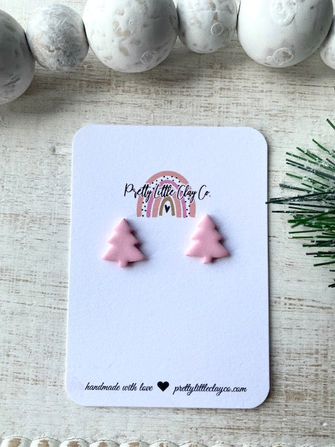 Pink Tree Studs