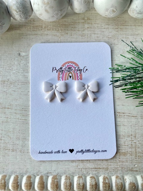 White Bow Studs