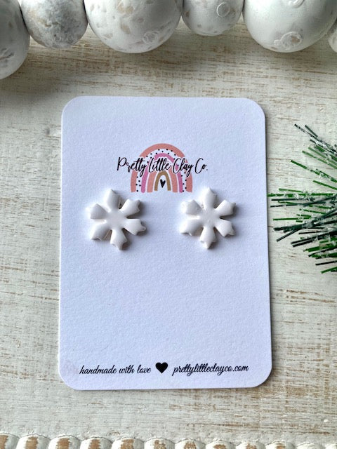 White Snowflake Studs