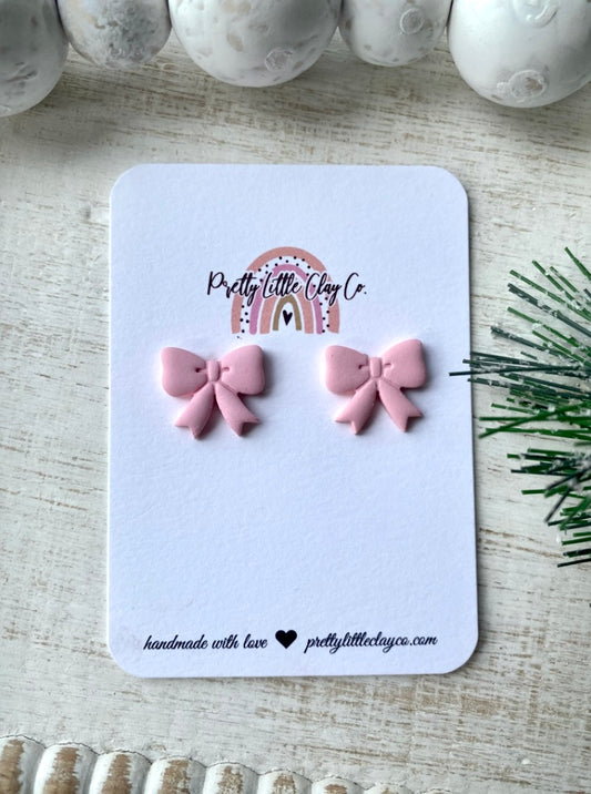 Pink Bow Studs